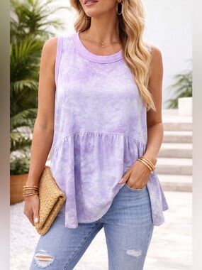 Rustic Rack Lavender Tie Dye Babydoll Tank